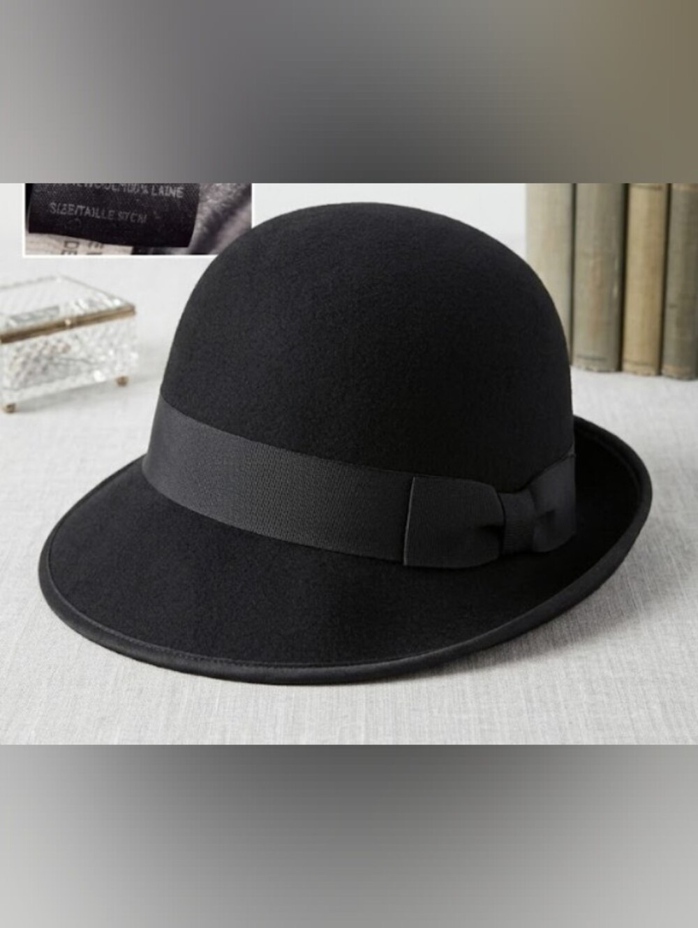 VTG Le Chateau 100% Wool Black Fedora Hat (Size M) Classic Fall Warm